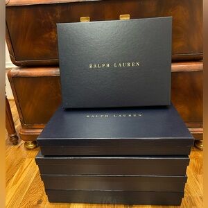 Bundle of 5 Ralph Lauren Gift Boxes – Navy with Gold Lettering